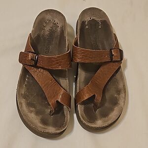 Mephisto brown leather helen toe sandals 39 (9 us)